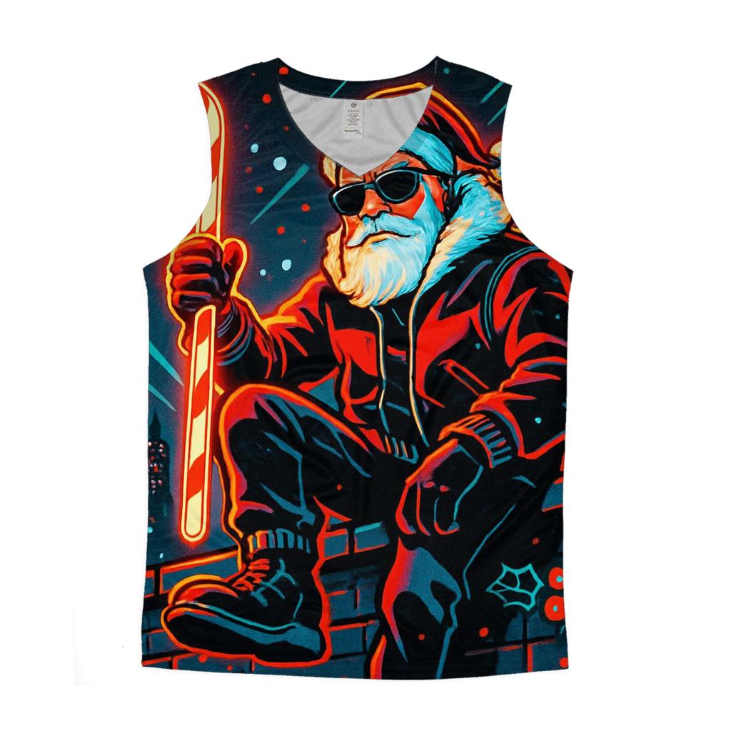 Neon Street Santa graphic print tank tops