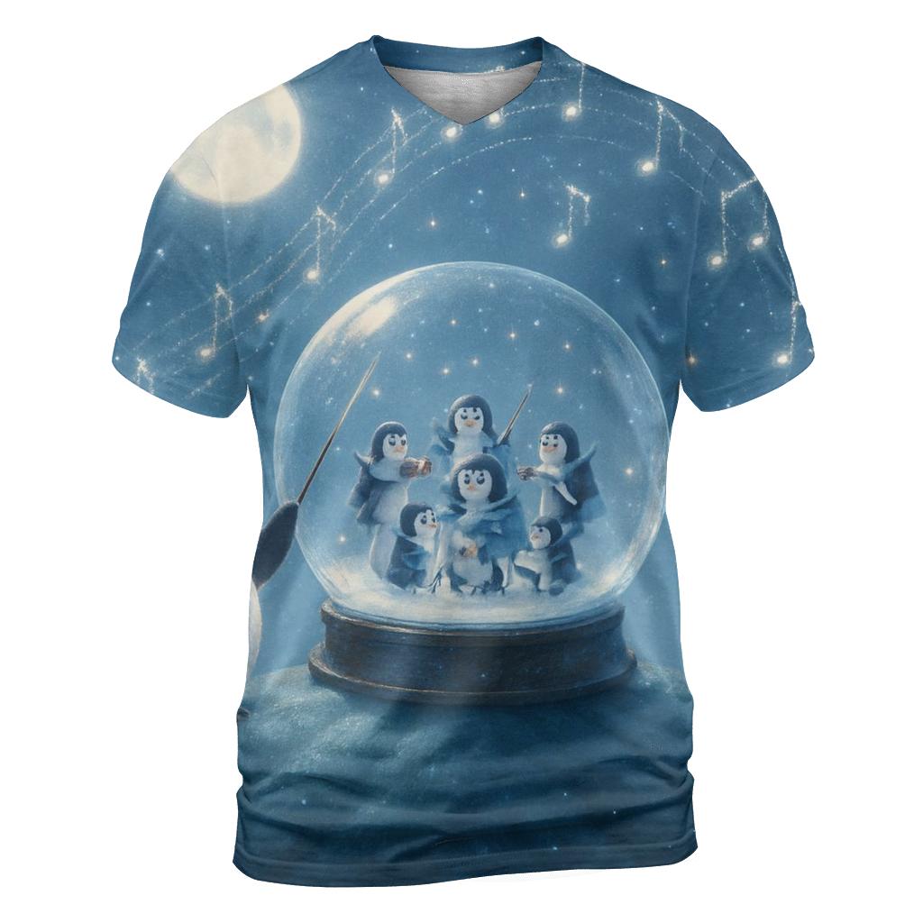 Midnight Snow Globe Orchestra artistic all-over print tops