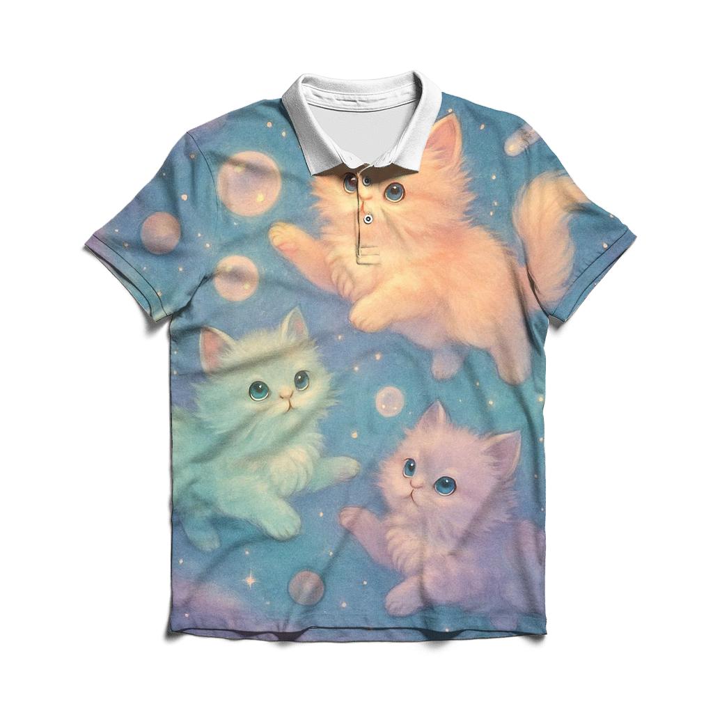 Cosmic Dreamer Kittens custom polo shirts