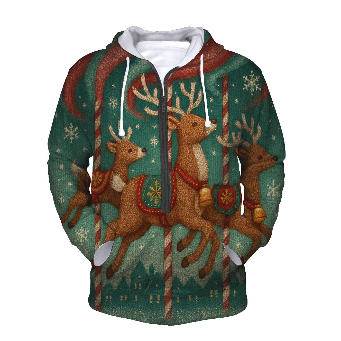 Cozy Carousel Reindeer Parade designer hoodies