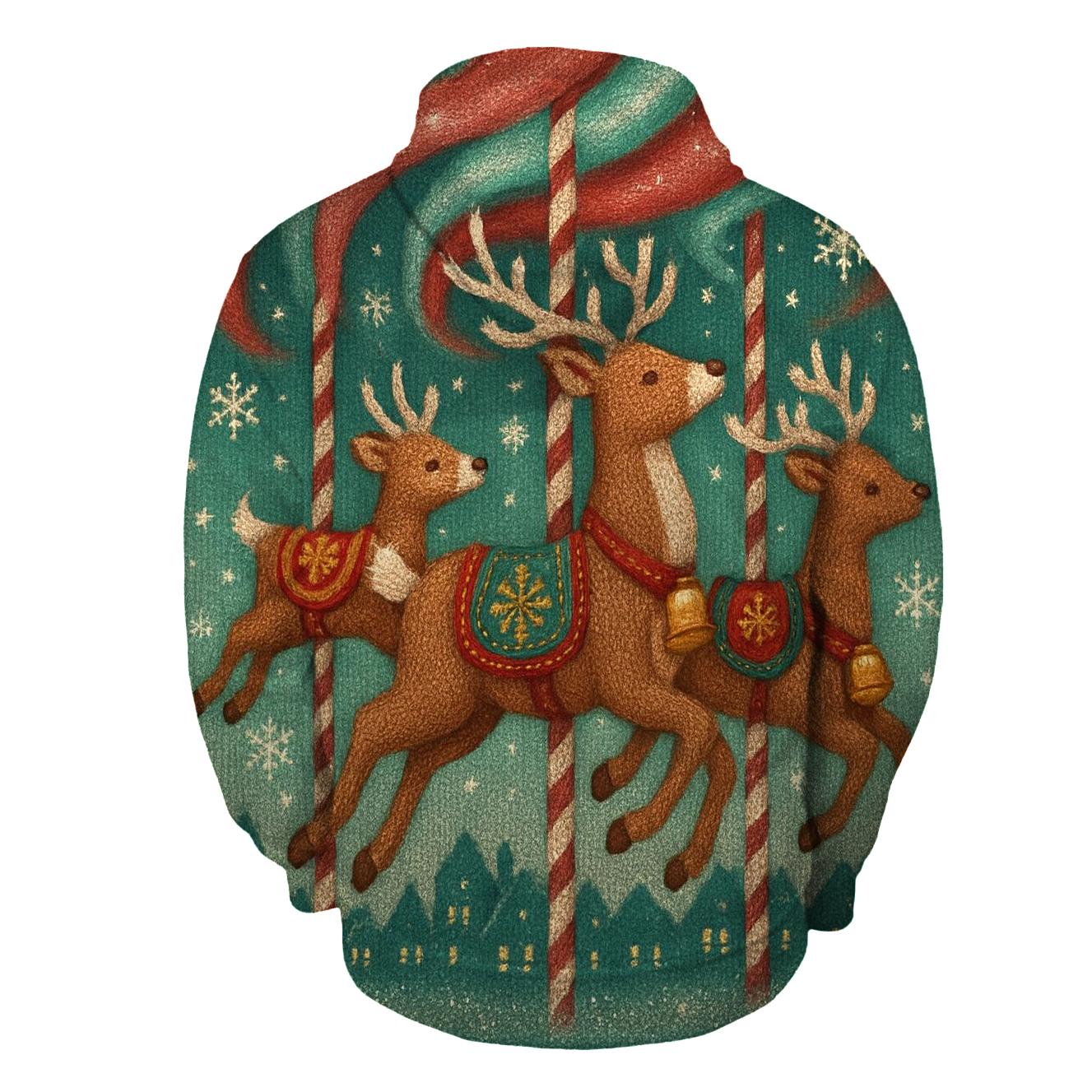 Cozy Carousel Reindeer Parade designer hoodies