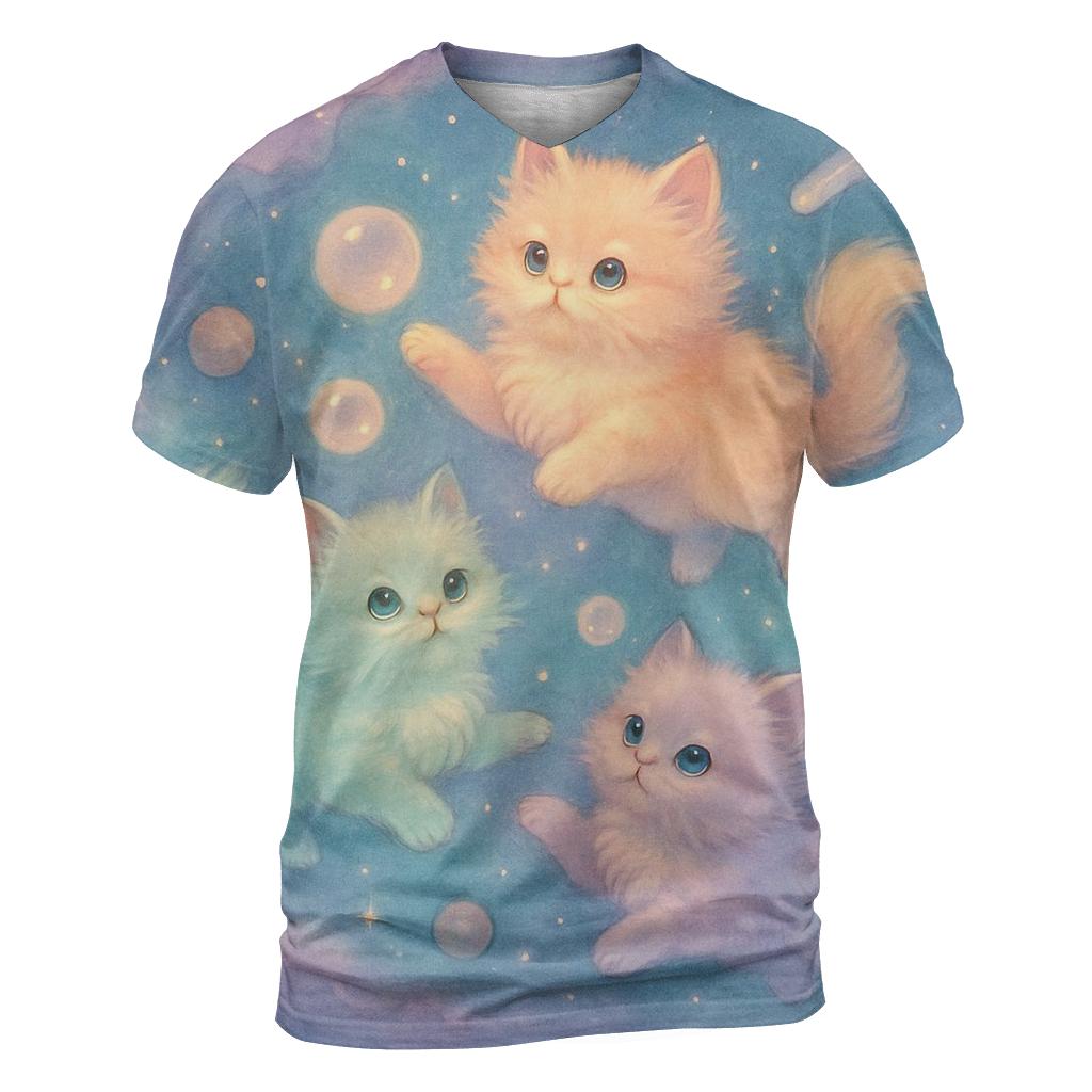 Cosmic Dreamer Kittens trendy printed shirt styles