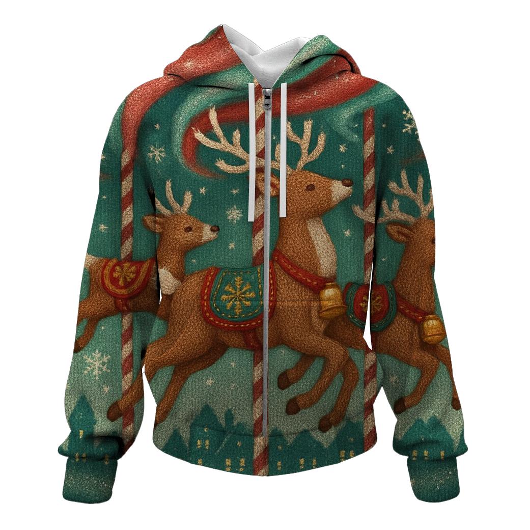 Cozy Carousel Reindeer Parade hoodie styles