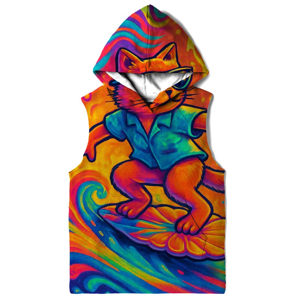 Psychedelic Surf Cat zip-up hoodies