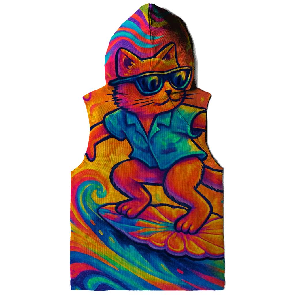 Psychedelic Surf Cat zip-up hoodies