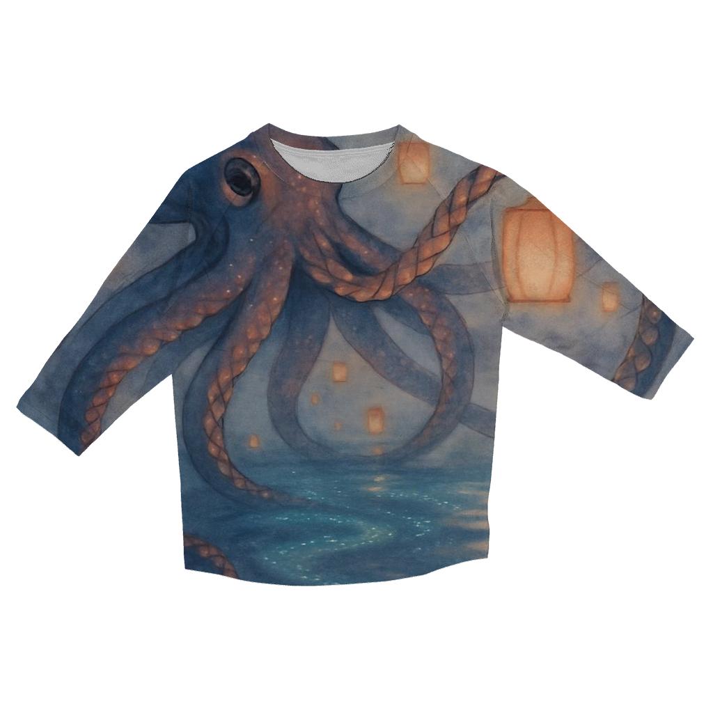 Random Lantern Kraken printed three quarter sleeve shirts