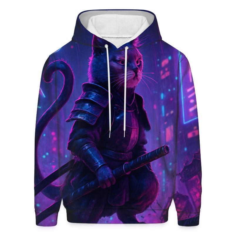 Neon Alley Samurai Cat hoodies fashion