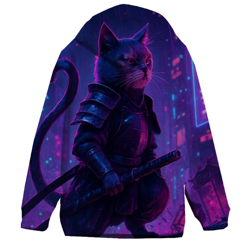 Neon Alley Samurai Cat hoodies fashion