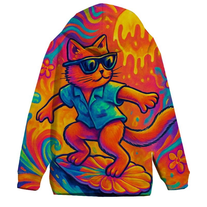 Psychedelic Surf Cat heavyweight hoodies
