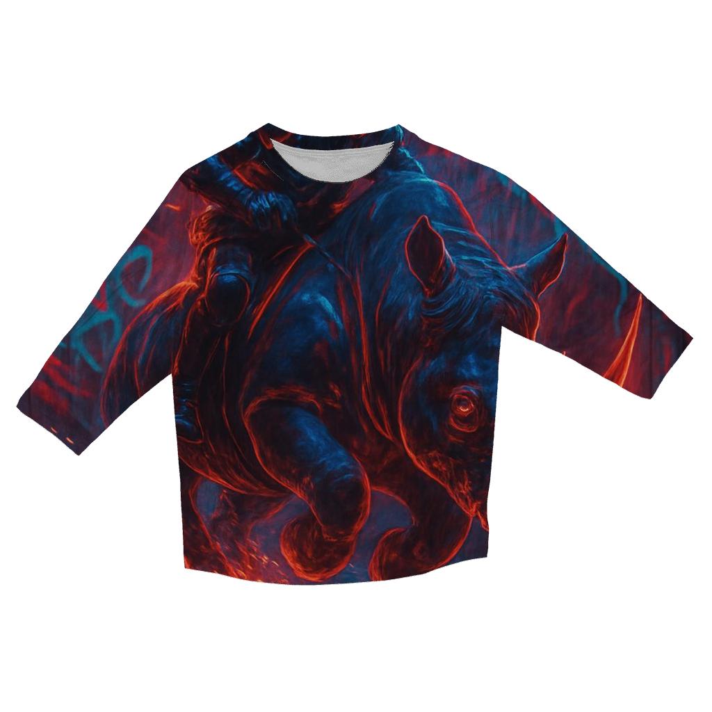 Random Neon Rhino Rider fashion 3/4 sleeve shirts