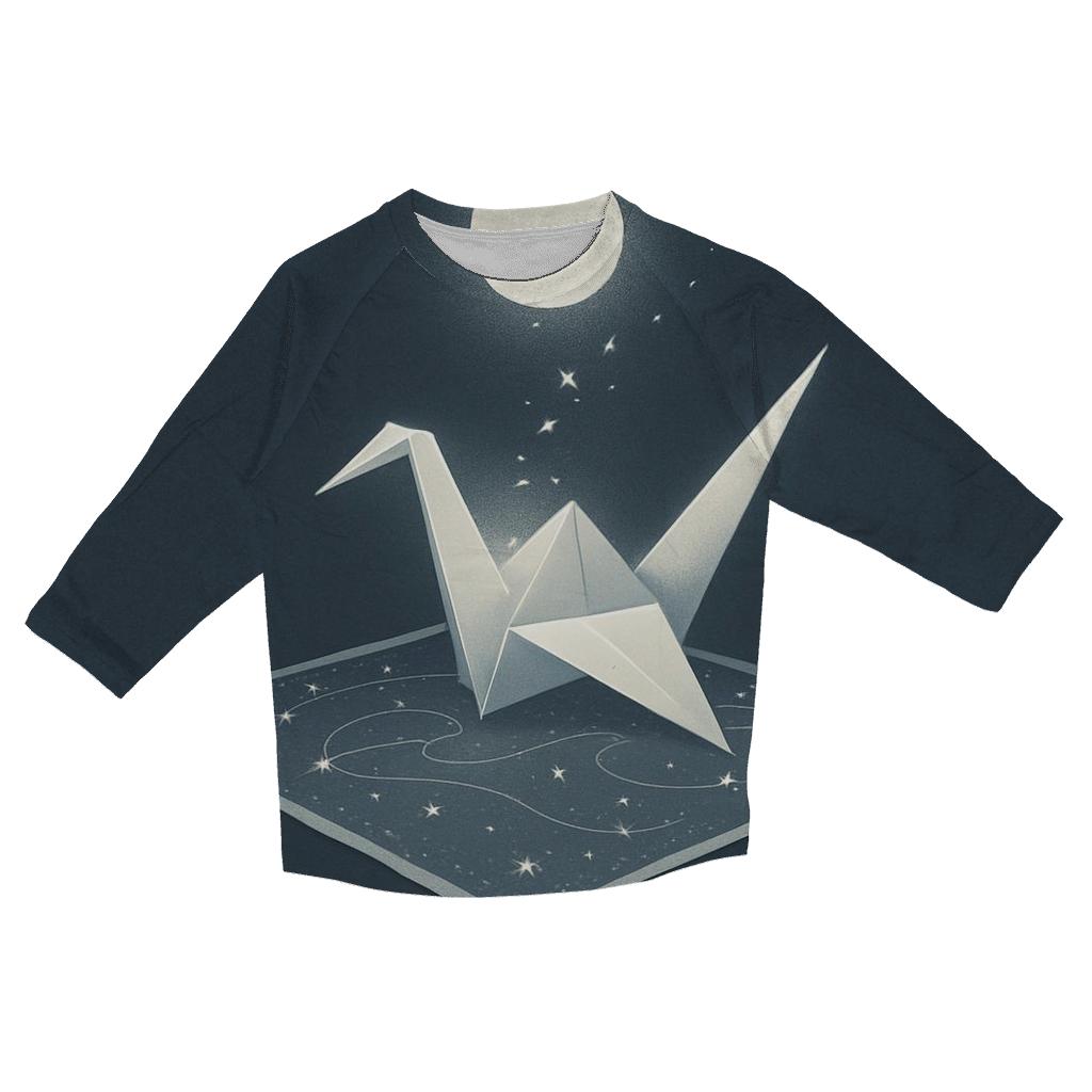 Random Lunar Origami Crane casual three quarter sleeve shirts