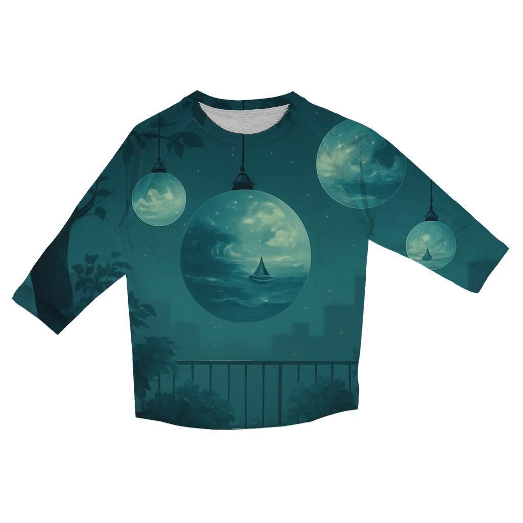 Random Garden Of Lantern Planets printed three quarter sleeve shirts