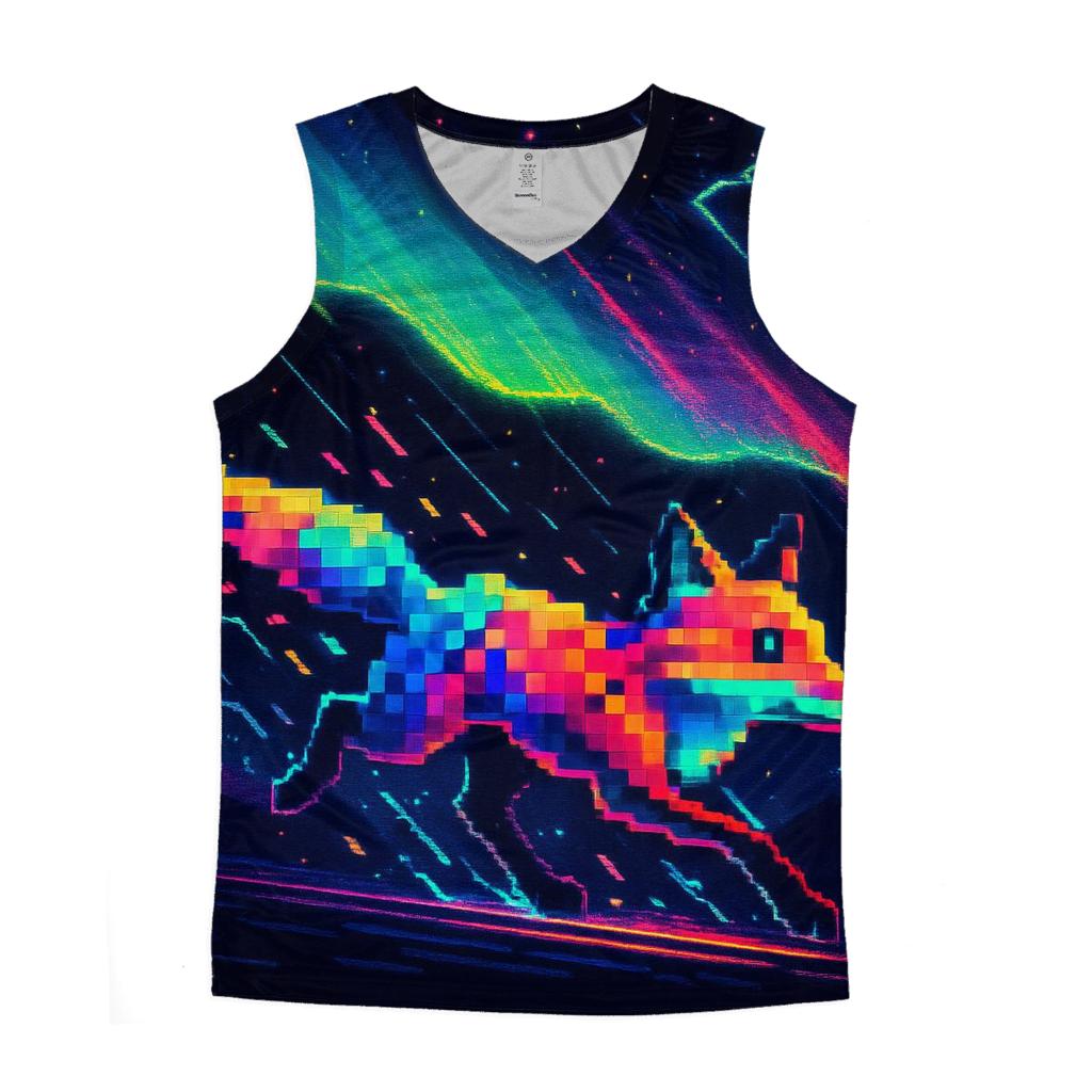 Random Pixel Aurora Fox trendy fitted tank tops