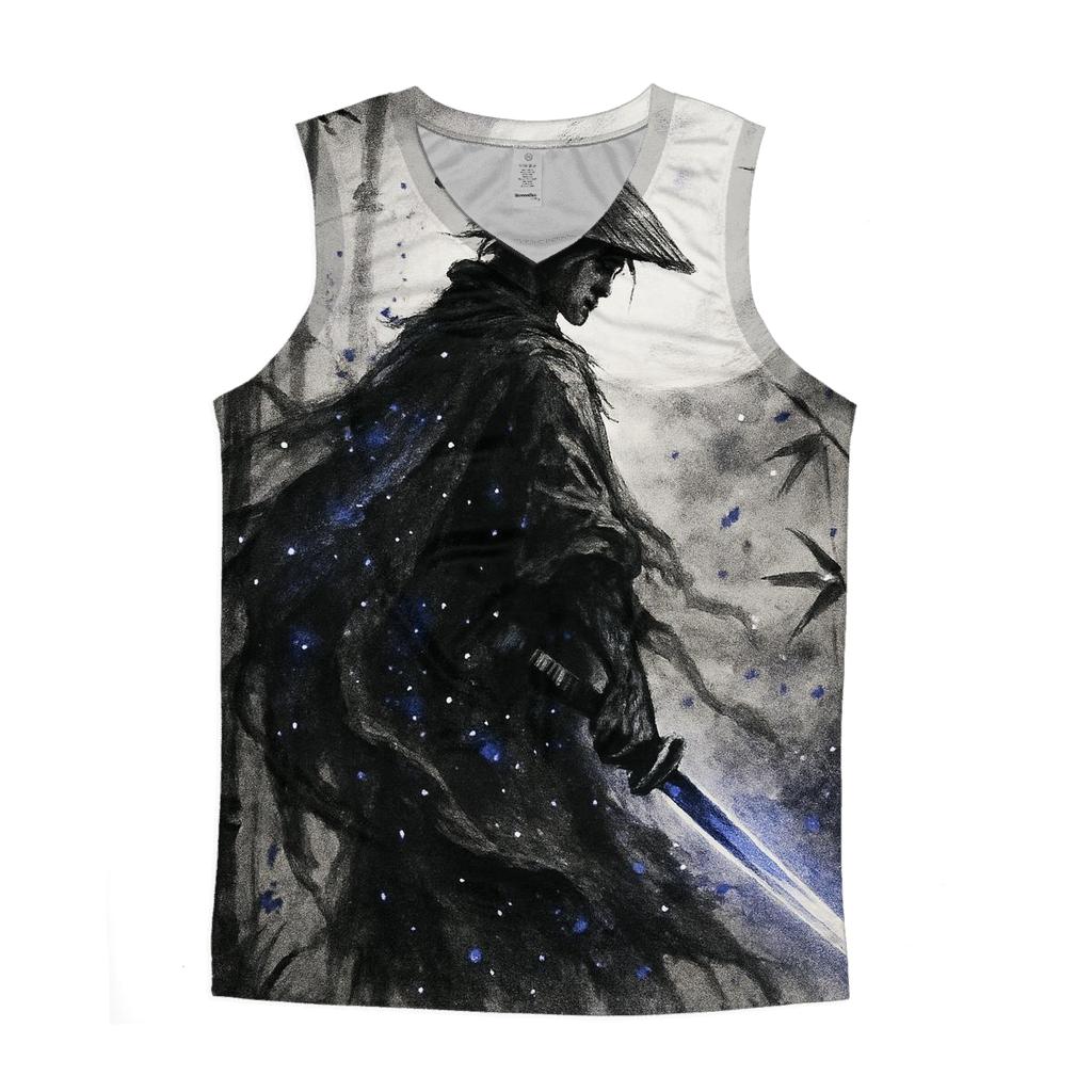 Random Moonlit Samurai cotton sleeveless tops