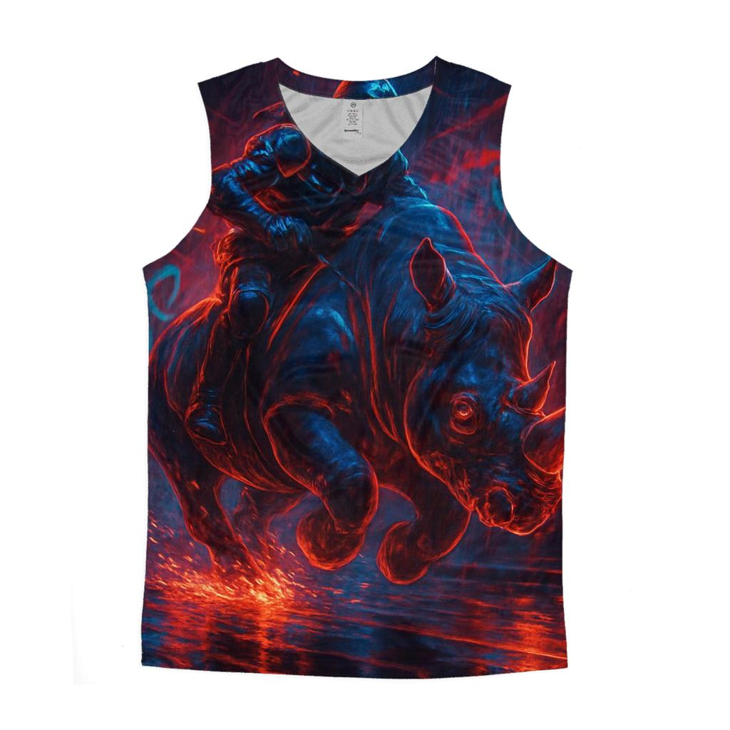 Random Neon Rhino Rider cotton sleeveless tops