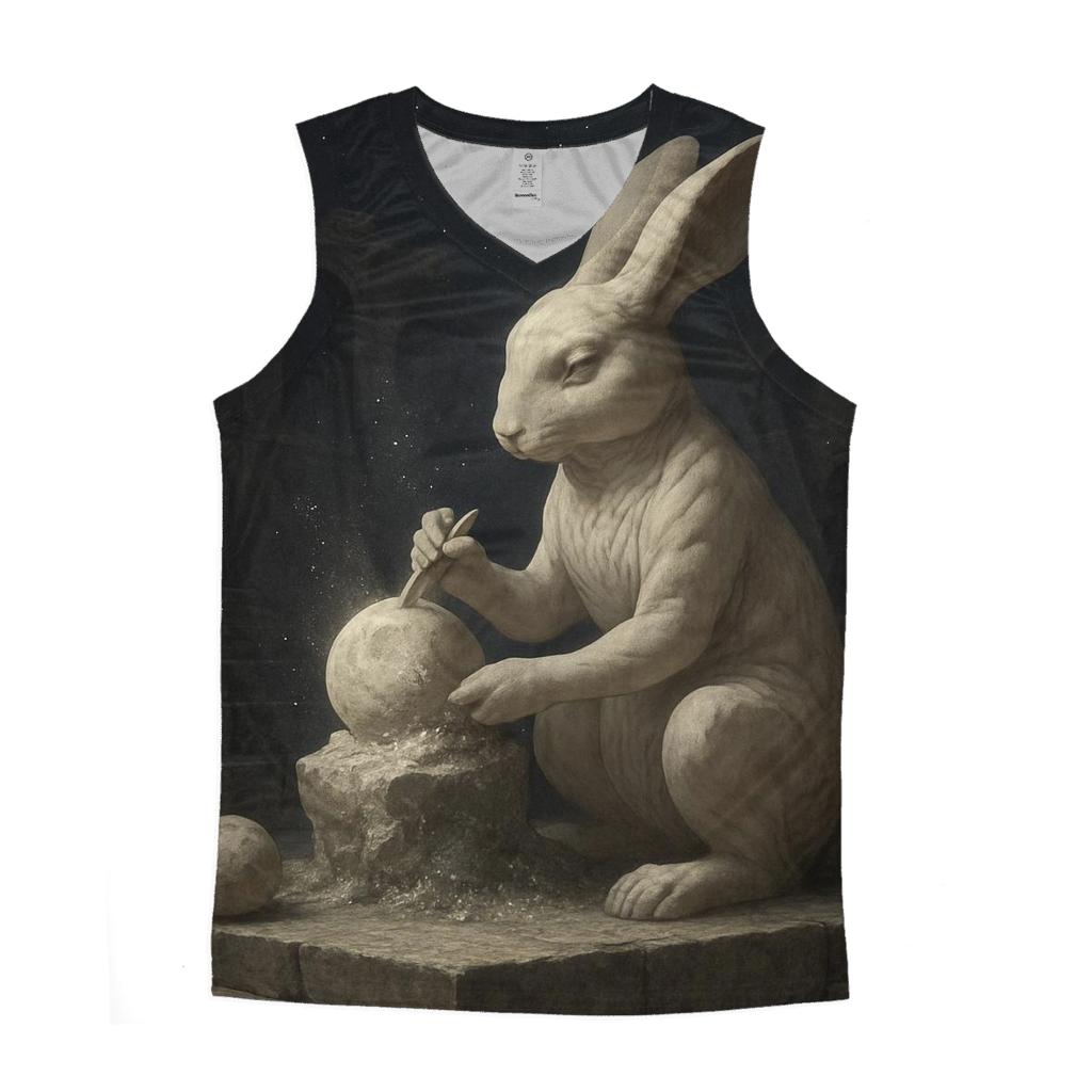 Random Marble Moon Rabbit cotton sleeveless tops