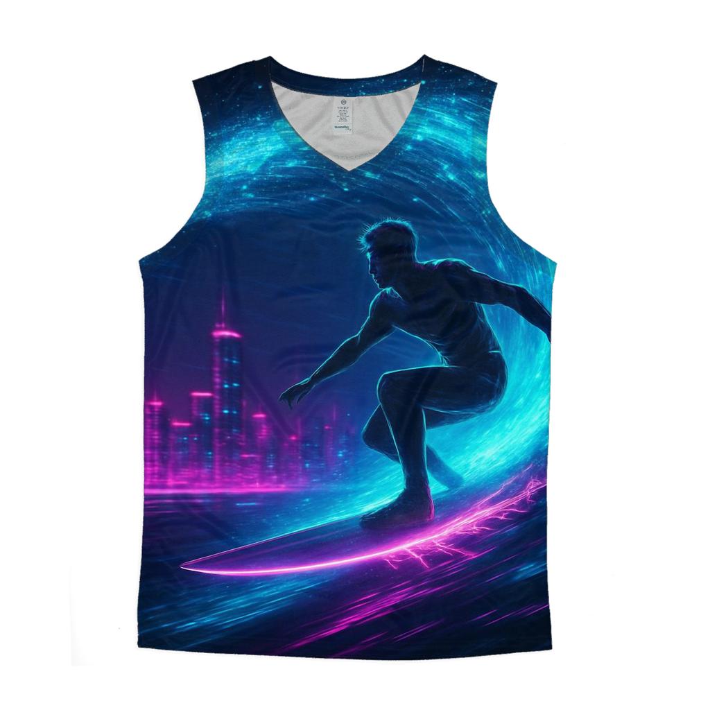 Random Hologram Surfer sports performance tank tops