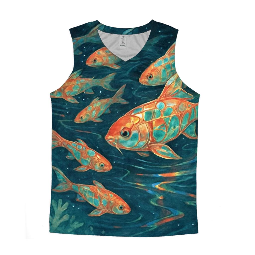 Random Prism Koi graphic print tank tops