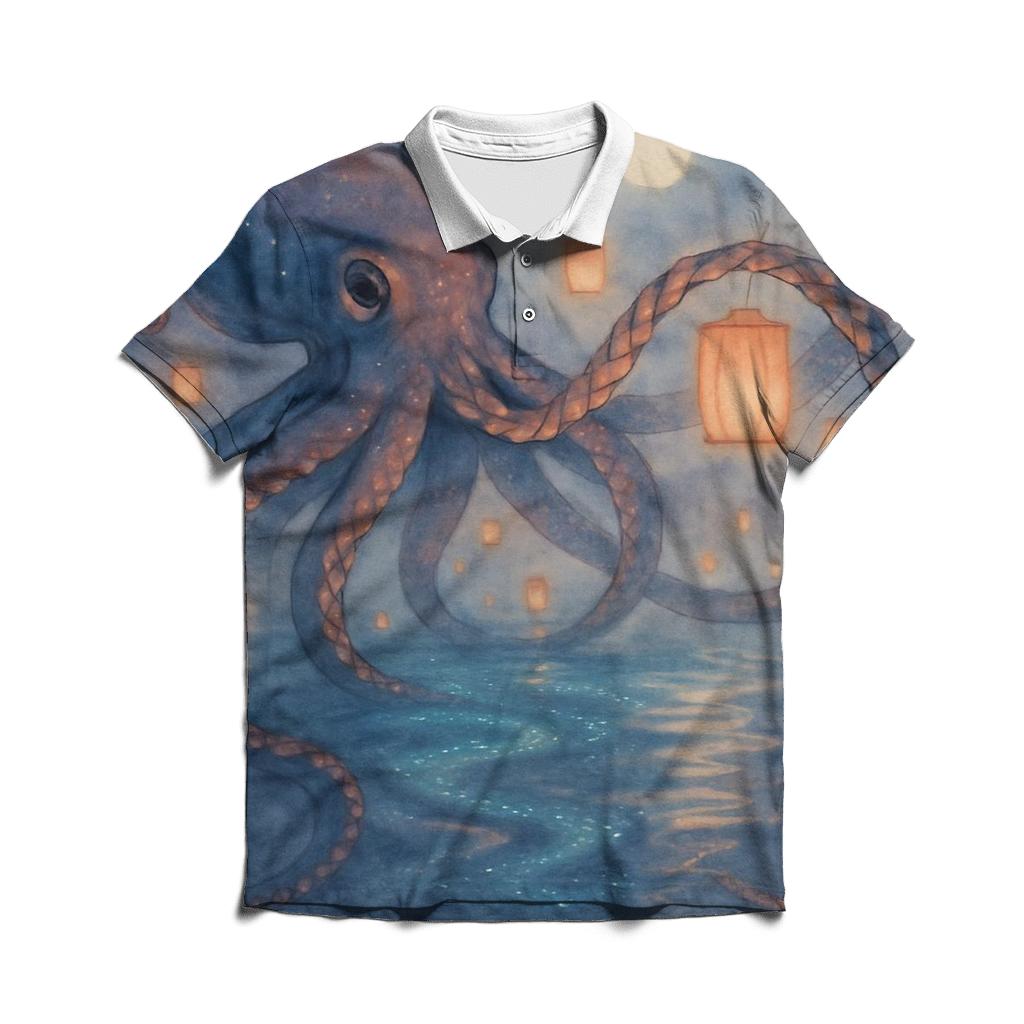 Random Lantern Kraken premium cotton polo shirts