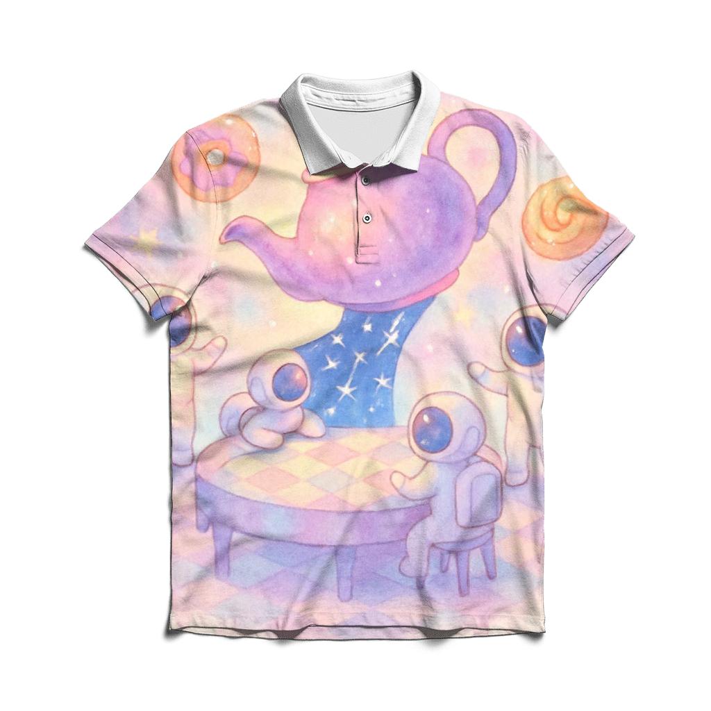 Random Cosmic Tea Party custom polo shirts