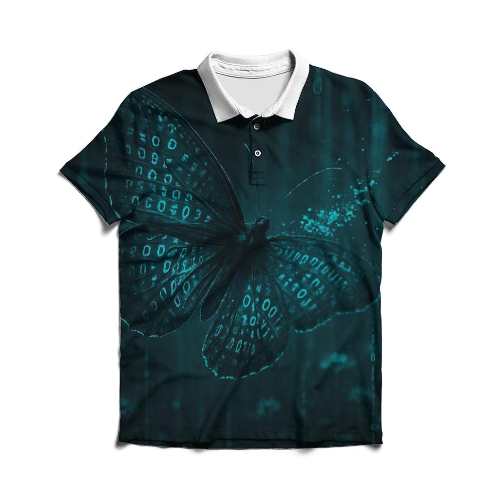 Random Binary Butterfly custom polo shirts