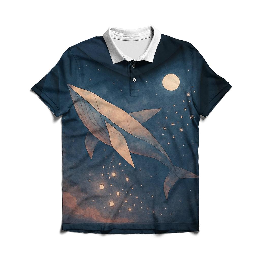 Random Paper Lantern Whale casual sports polo shirts