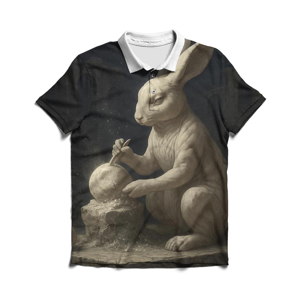 Random Marble Moon Rabbit custom polo shirts