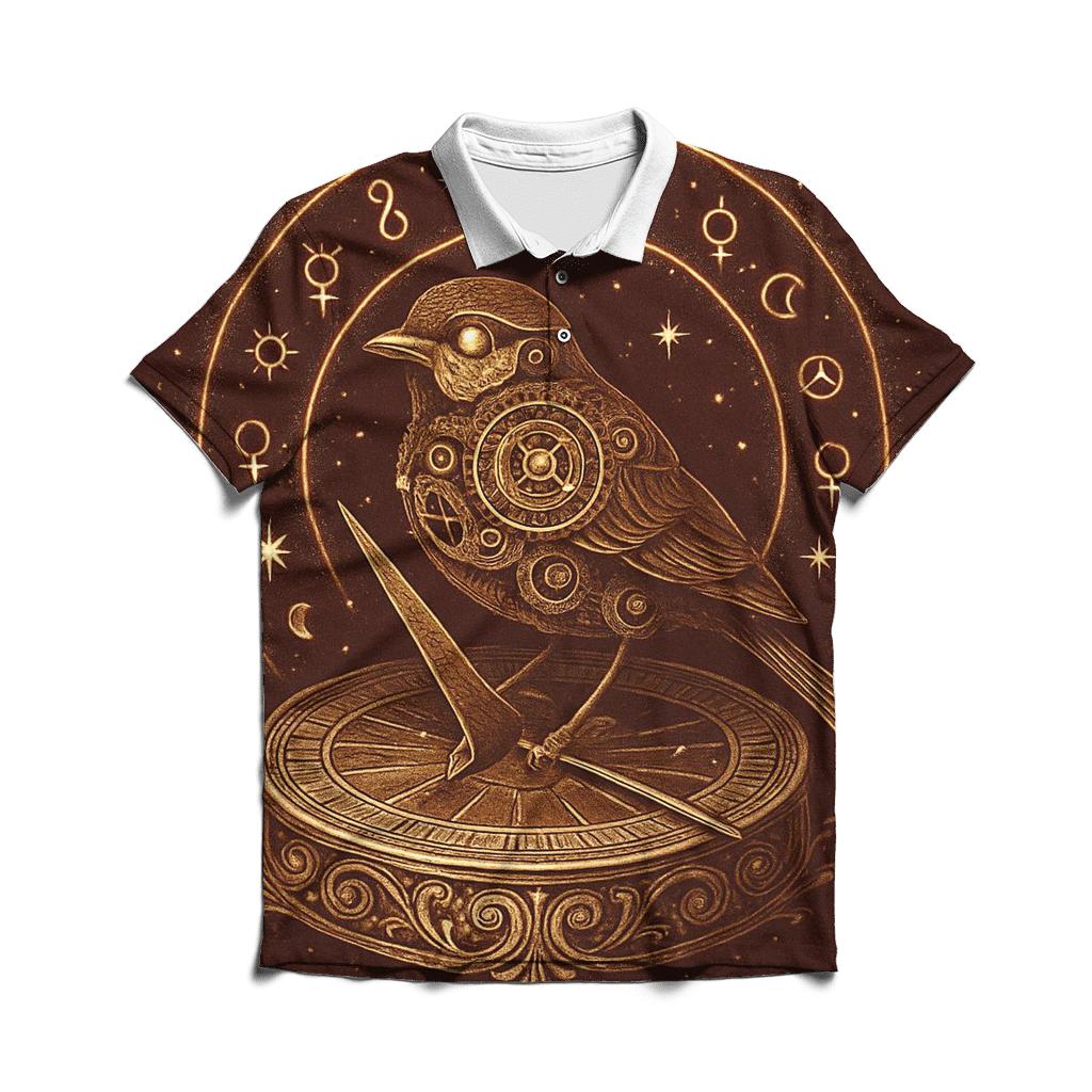 Random Clockwork Sparrow premium cotton polo shirts