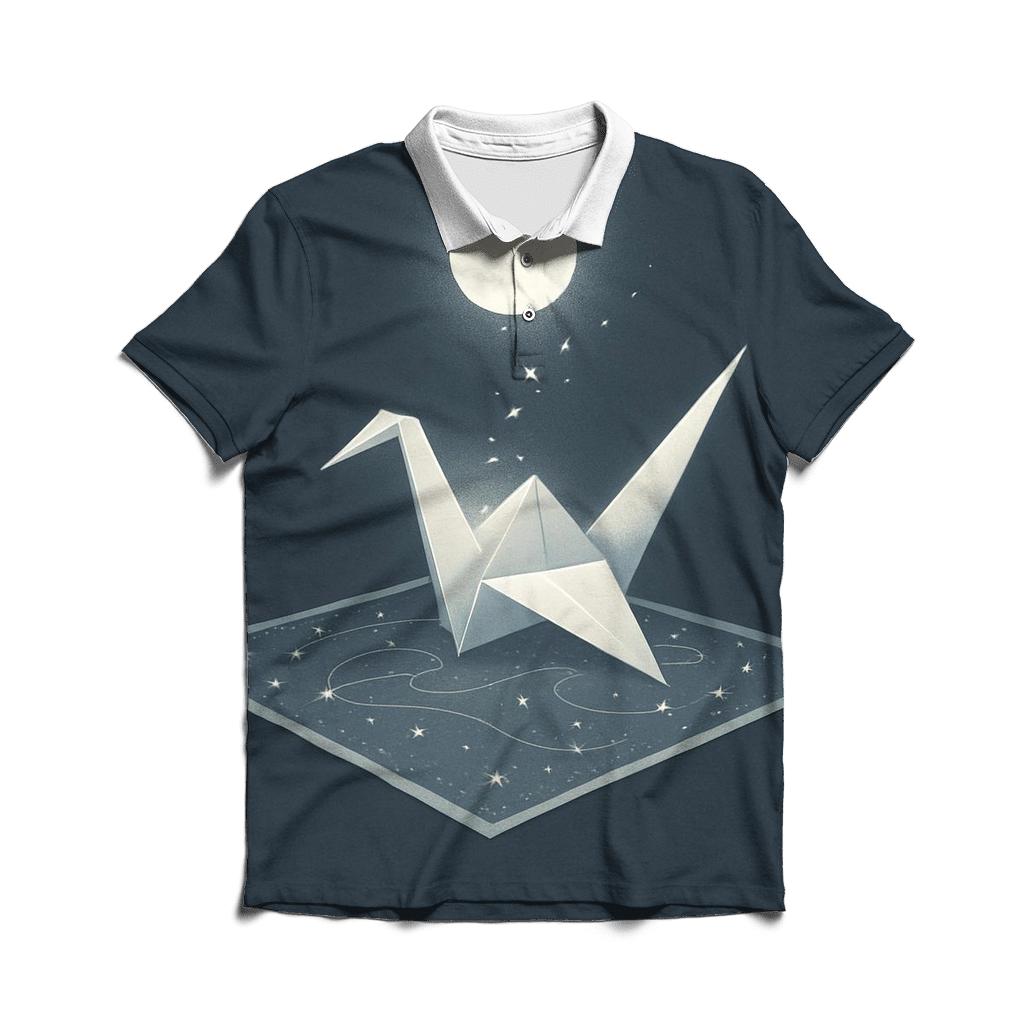 Random Lunar Origami Crane casual sports polo shirts