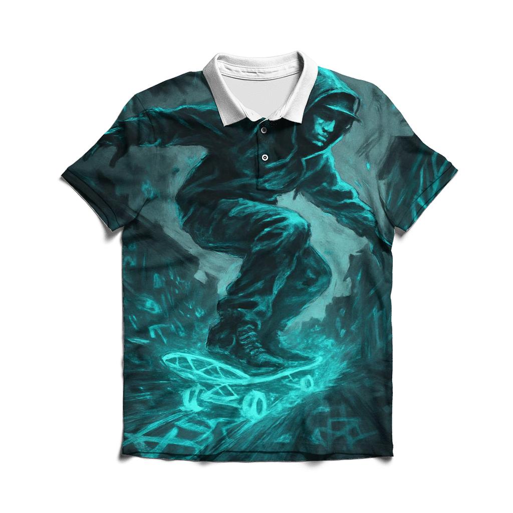 Random Ether Skateboarder stylish collar polo tees