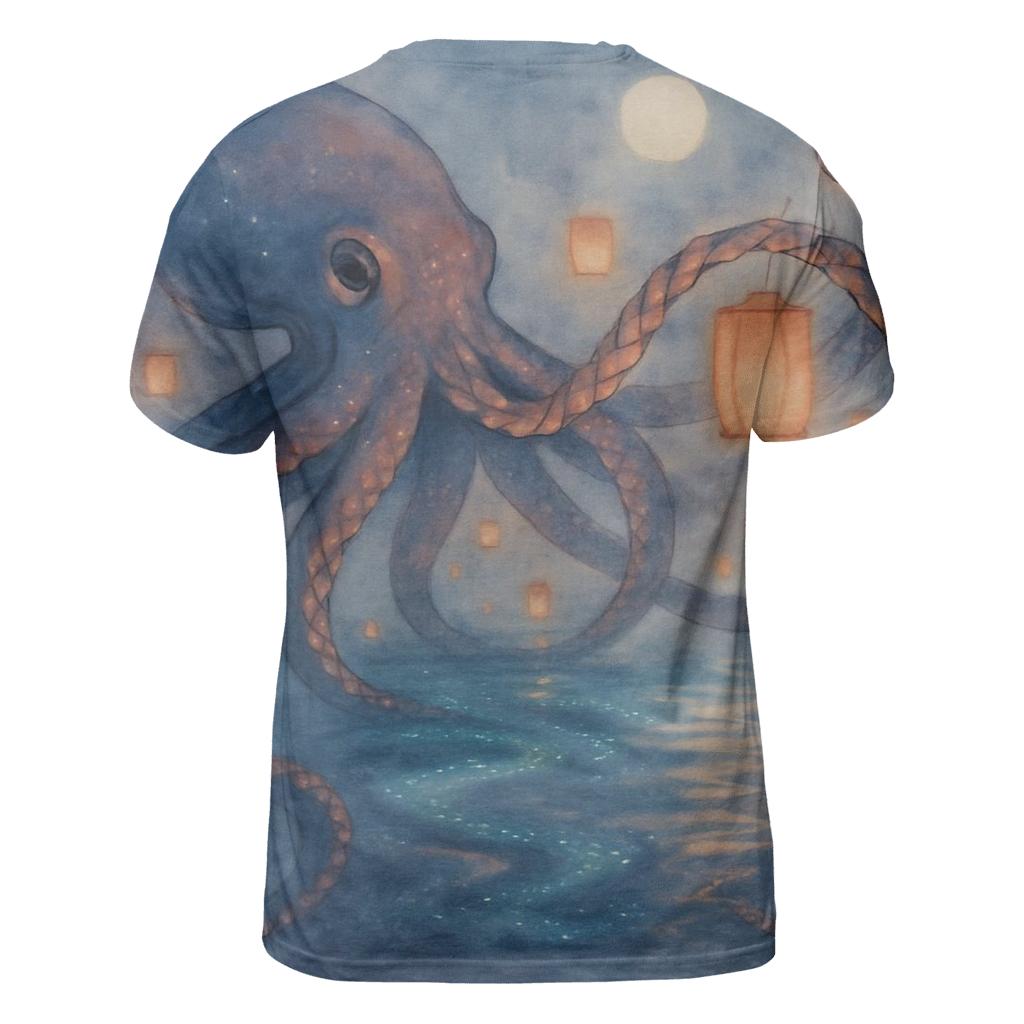 Random Lantern Kraken artistic all-over print tops