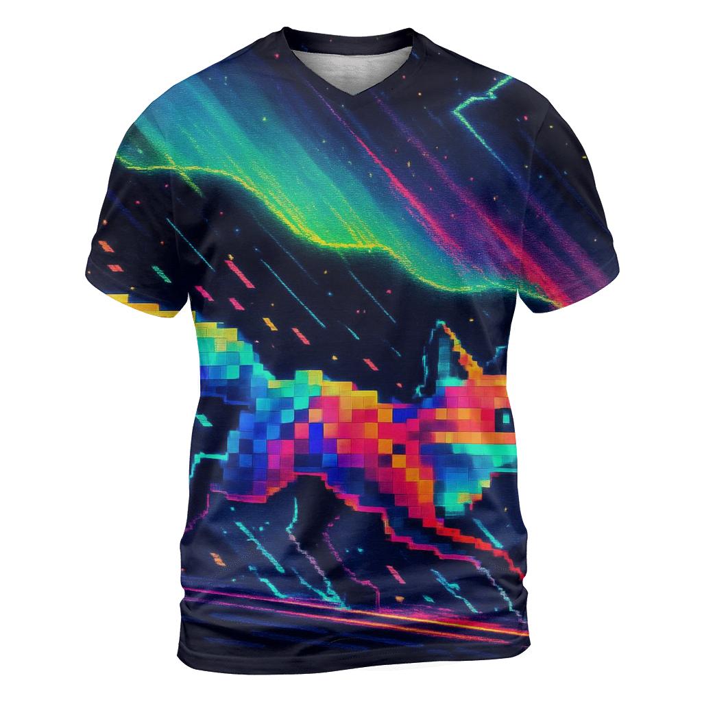 Random Pixel Aurora Fox trendy printed shirt styles
