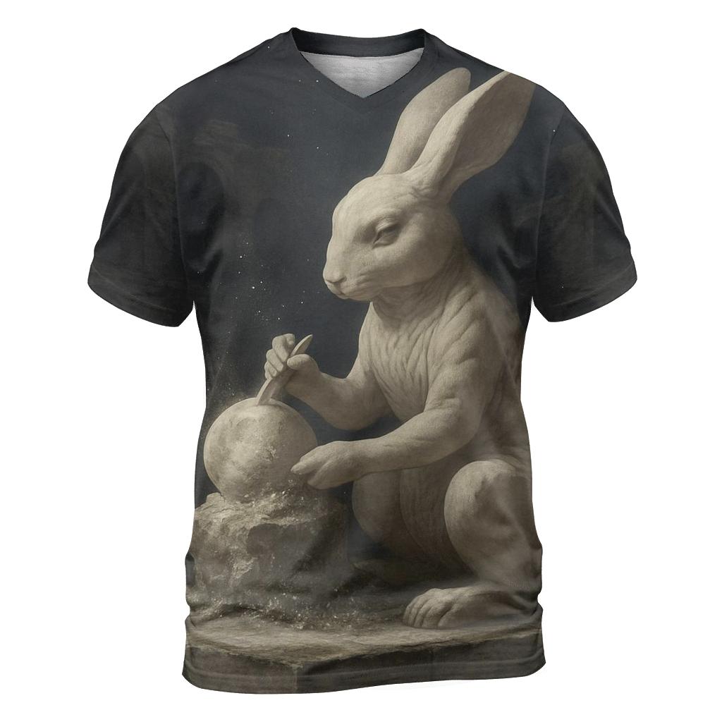Random Marble Moon Rabbit statement graphic shirts