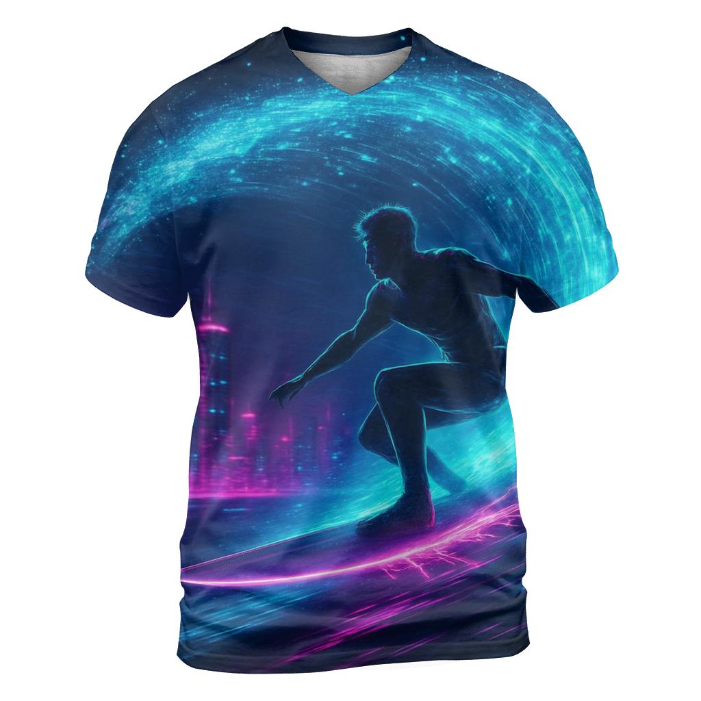 Random Hologram Surfer trendy printed shirt styles