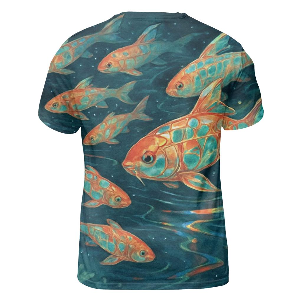 Random Prism Koi vibrant all-over design tees