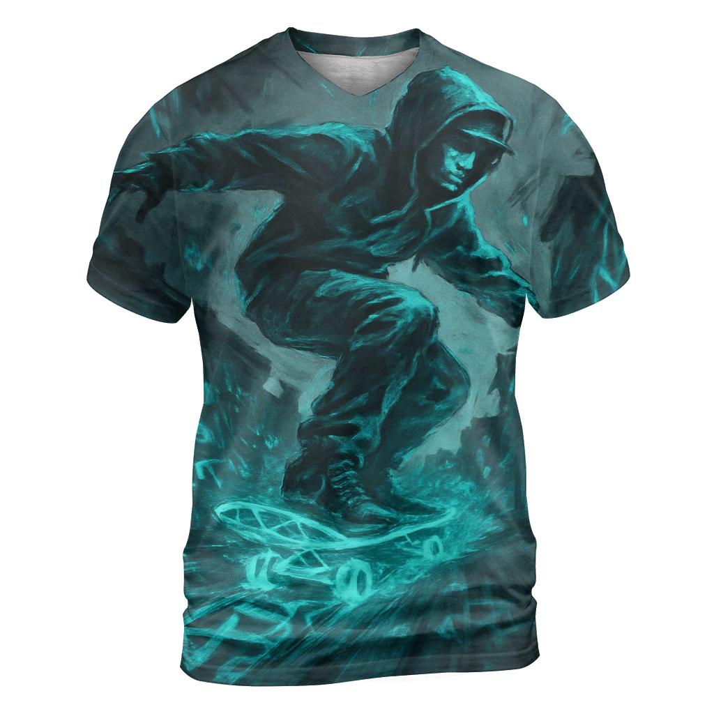 Random Ether Skateboarder vibrant all-over design tees