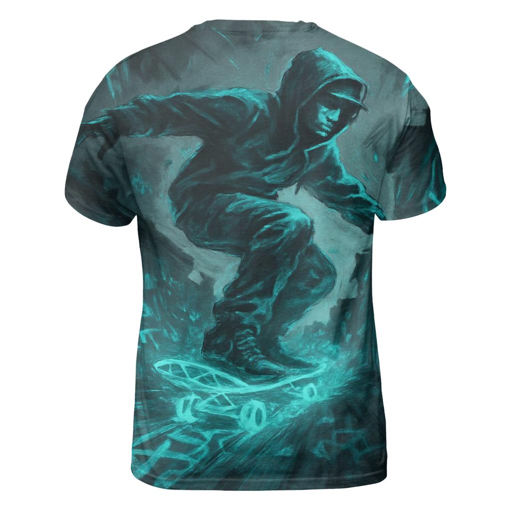 Random Ether Skateboarder vibrant all-over design tees