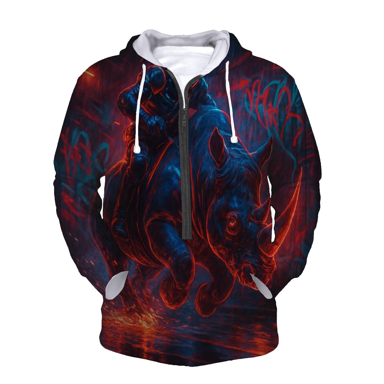Random Neon Rhino Rider zip-up hoodies