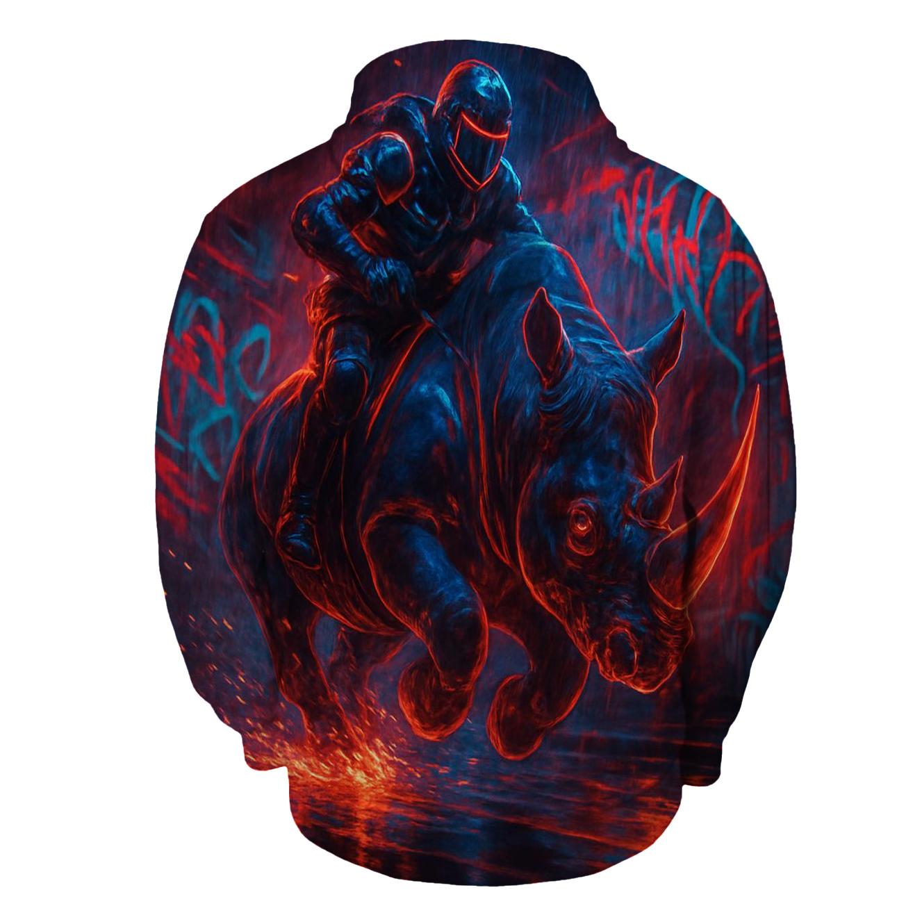 Random Neon Rhino Rider zip-up hoodies