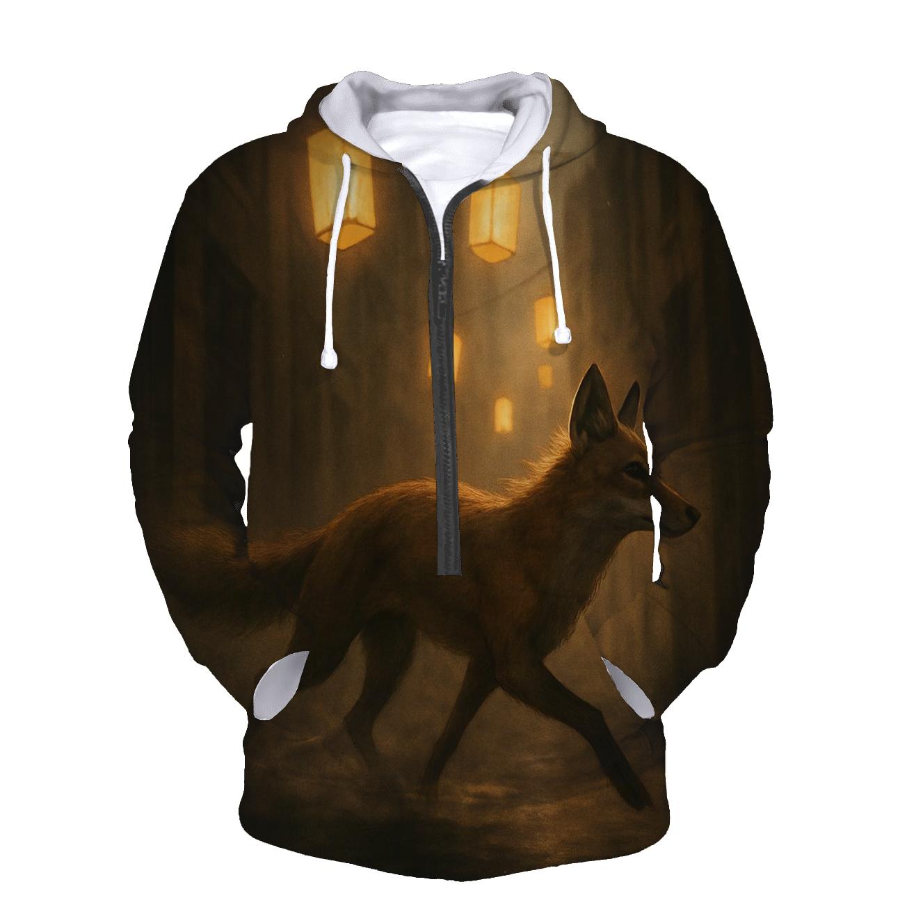 Random Lantern Fox Runner printed hoodies