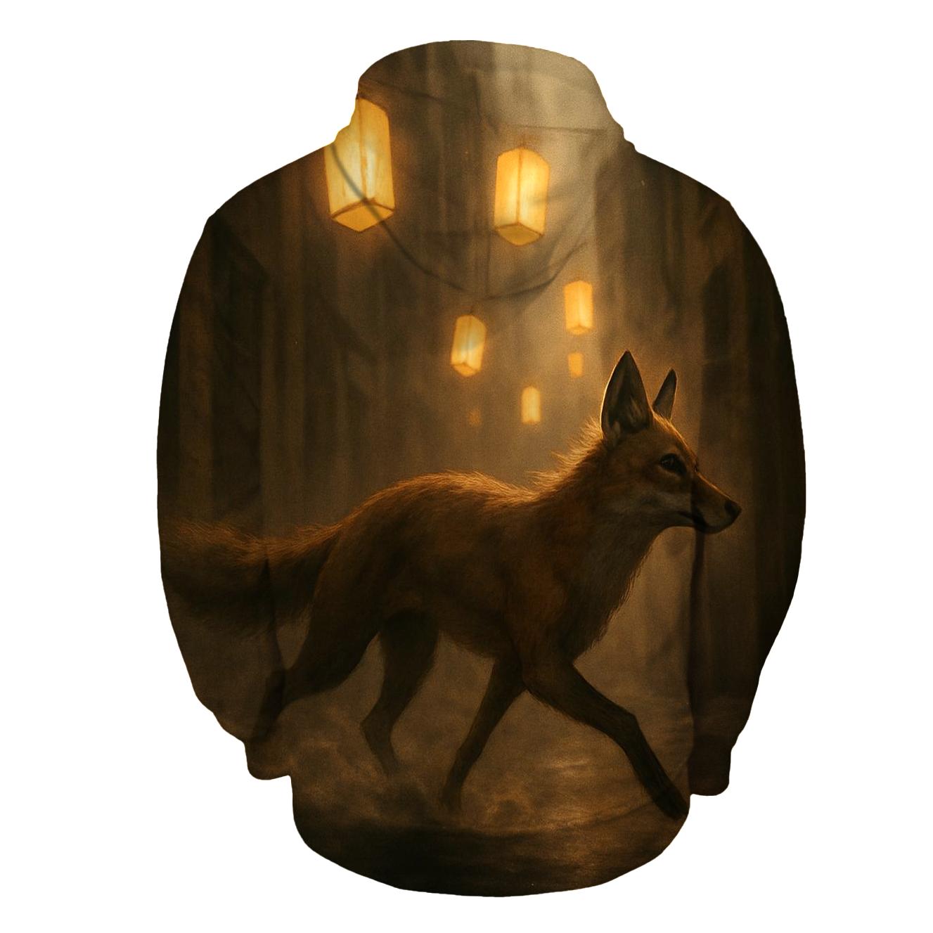 Random Lantern Fox Runner printed hoodies