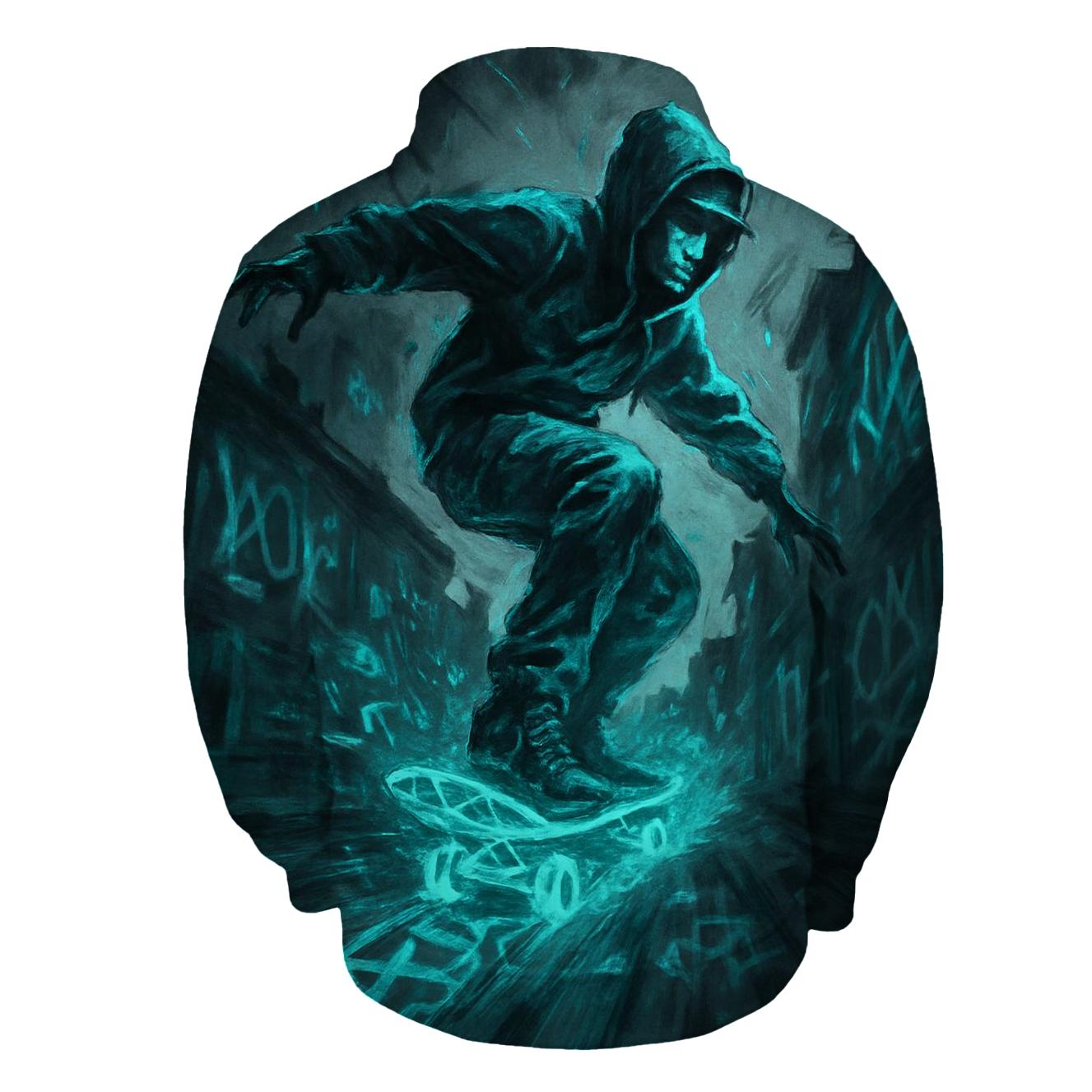 Random Ether Skateboarder graphic hoodies