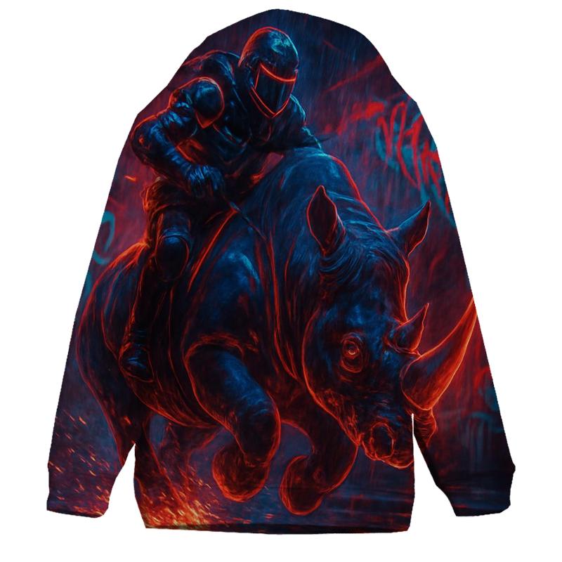 Random Neon Rhino Rider heavyweight hoodies