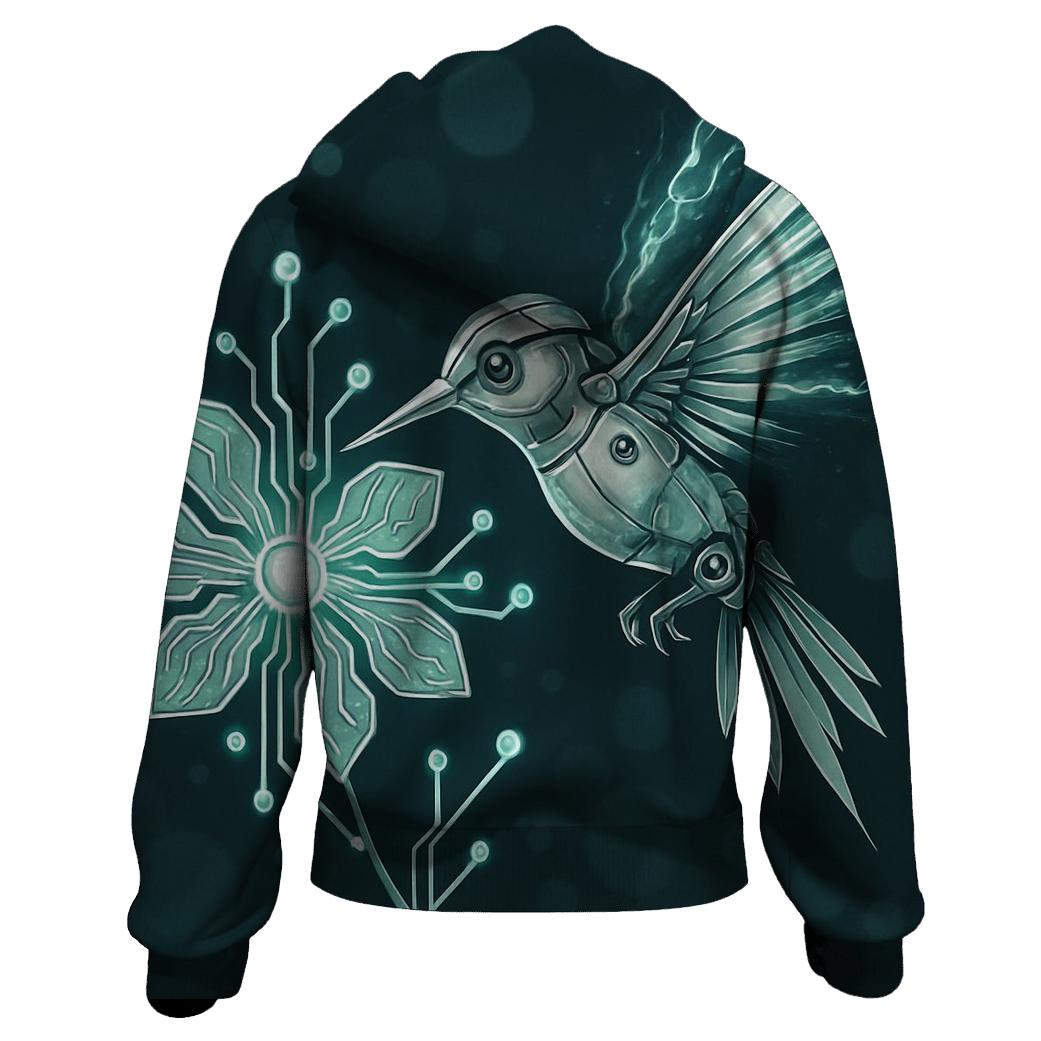Random Mechanical Hummingbird printed hoodies