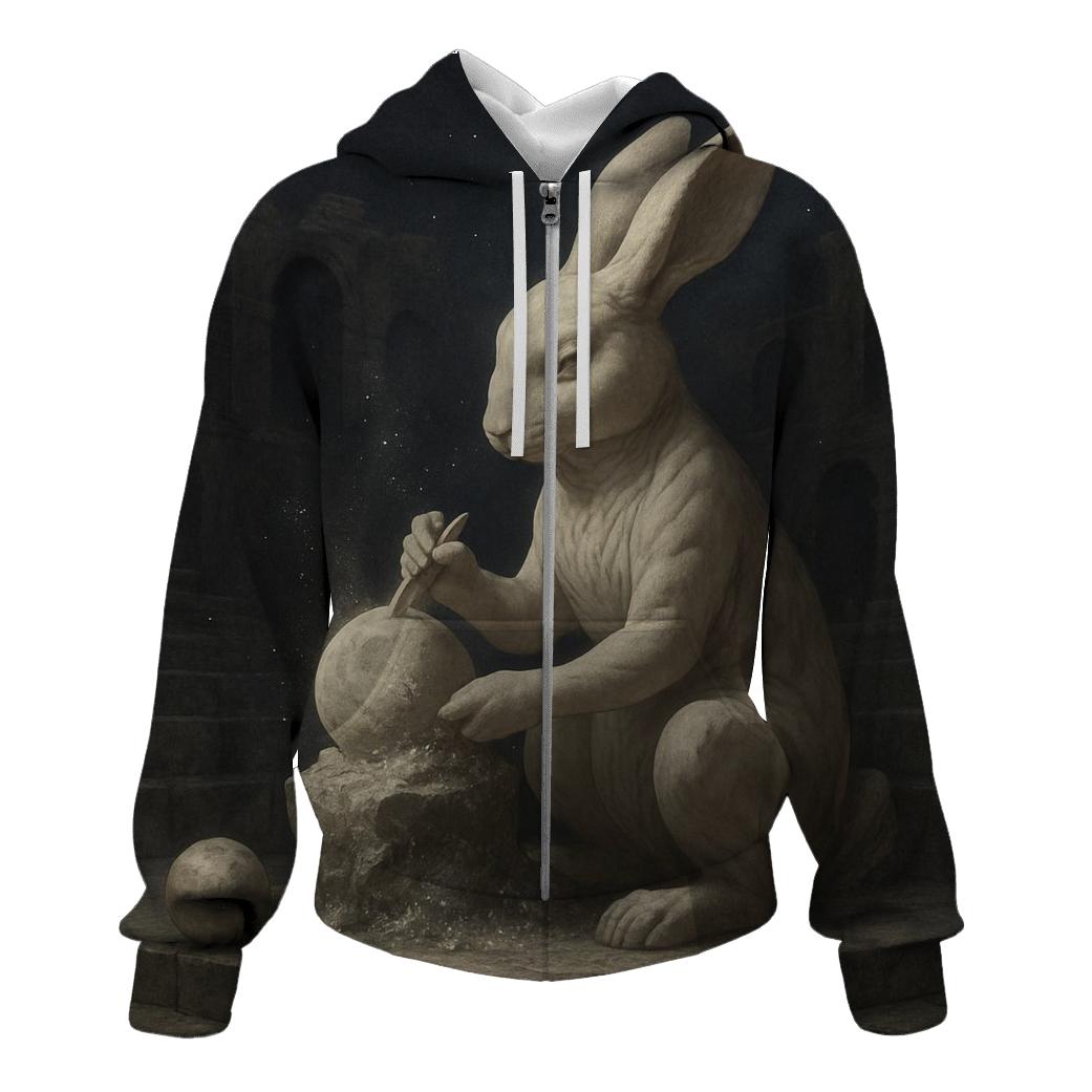 Random Marble Moon Rabbit printed hoodies