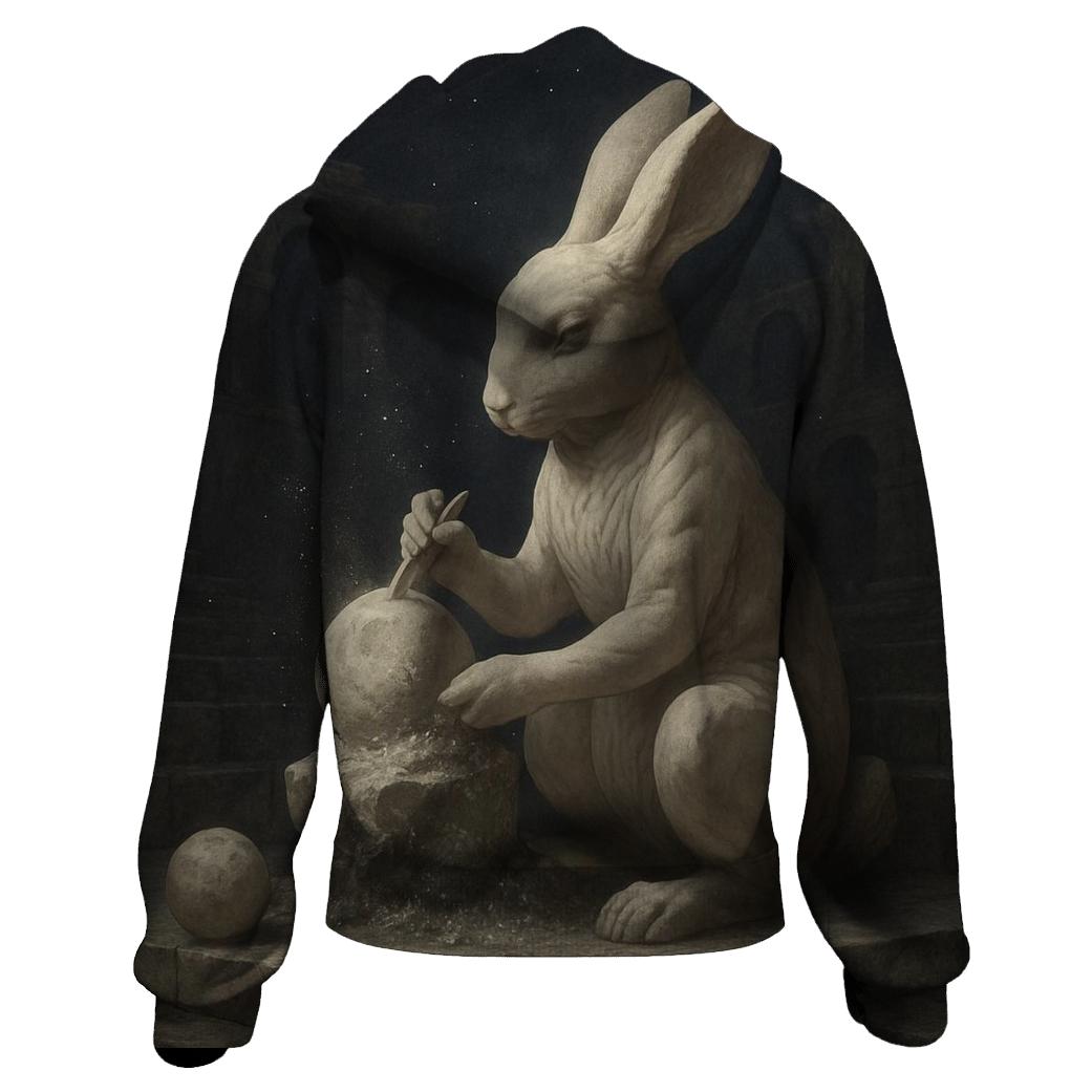 Random Marble Moon Rabbit printed hoodies