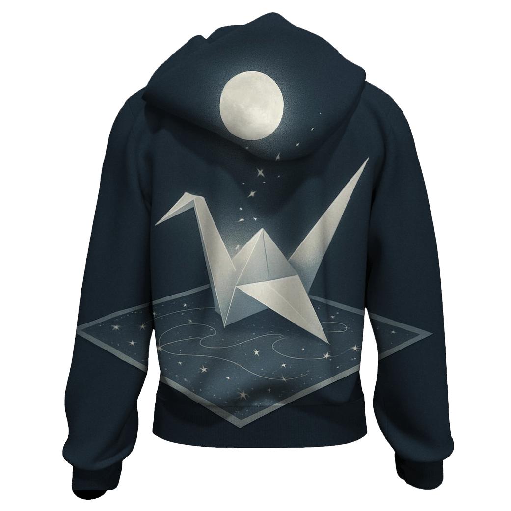 Random Lunar Origami Crane zip-up hoodies