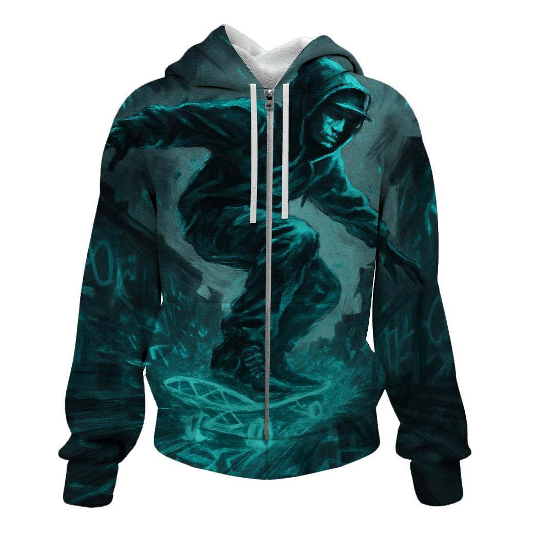 Random Ether Skateboarder graphic hoodies