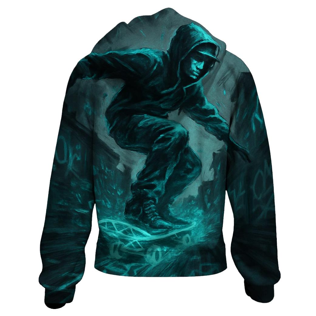 Random Ether Skateboarder graphic hoodies