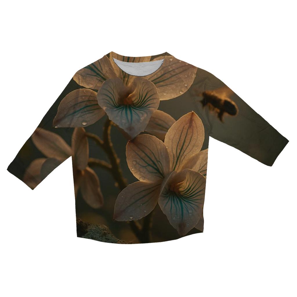 Midnight Pollinators Orchid Grove trendy 3/4 sleeve tops